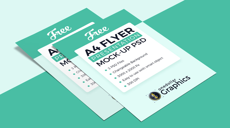 Download 3 High Quality Free A4 Flyer Mockup PSD Files – One Dollar ... PSD Mockup Templates