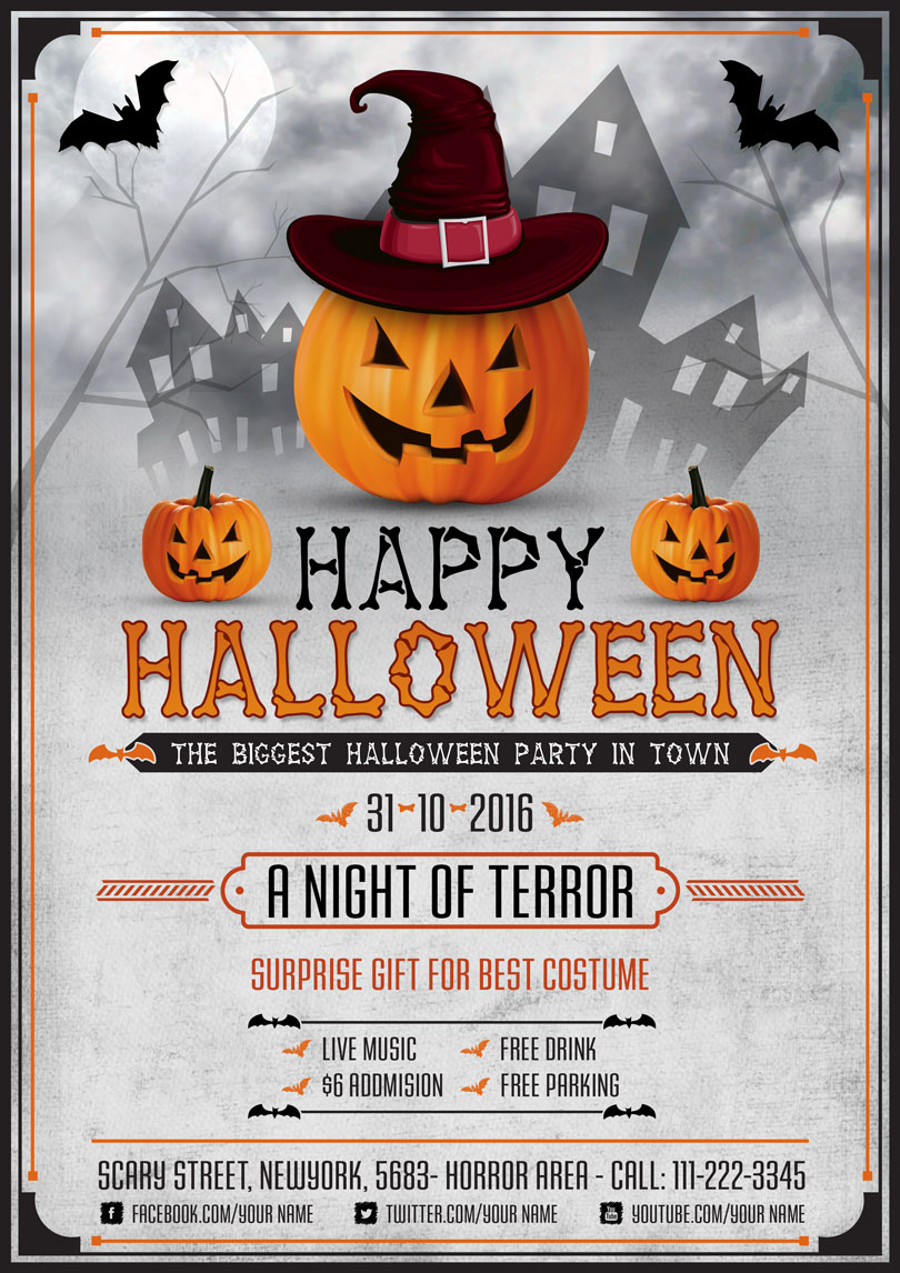 Scary Halloween Night Flyer Design Template PSD