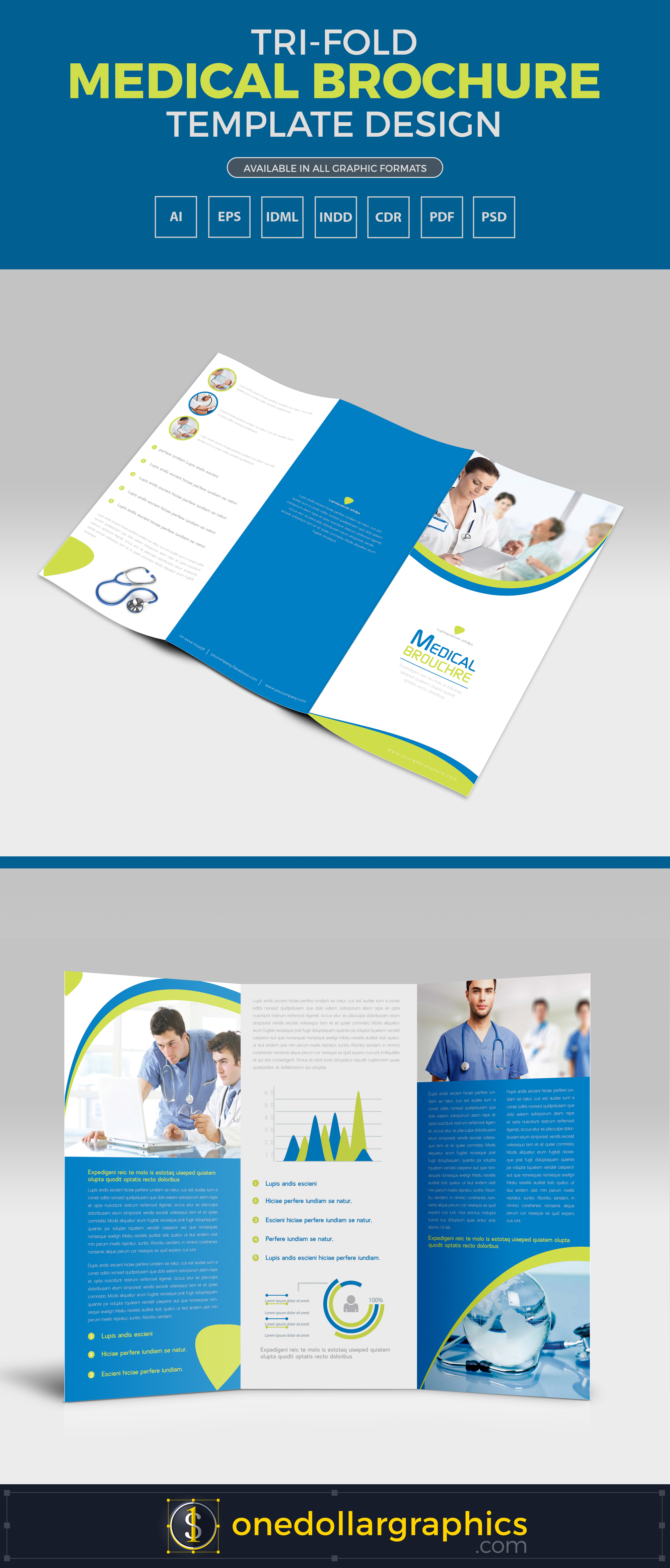 TriFold Medical Brochure Template Design in Ai, EPS, PDF, CDR, PDF