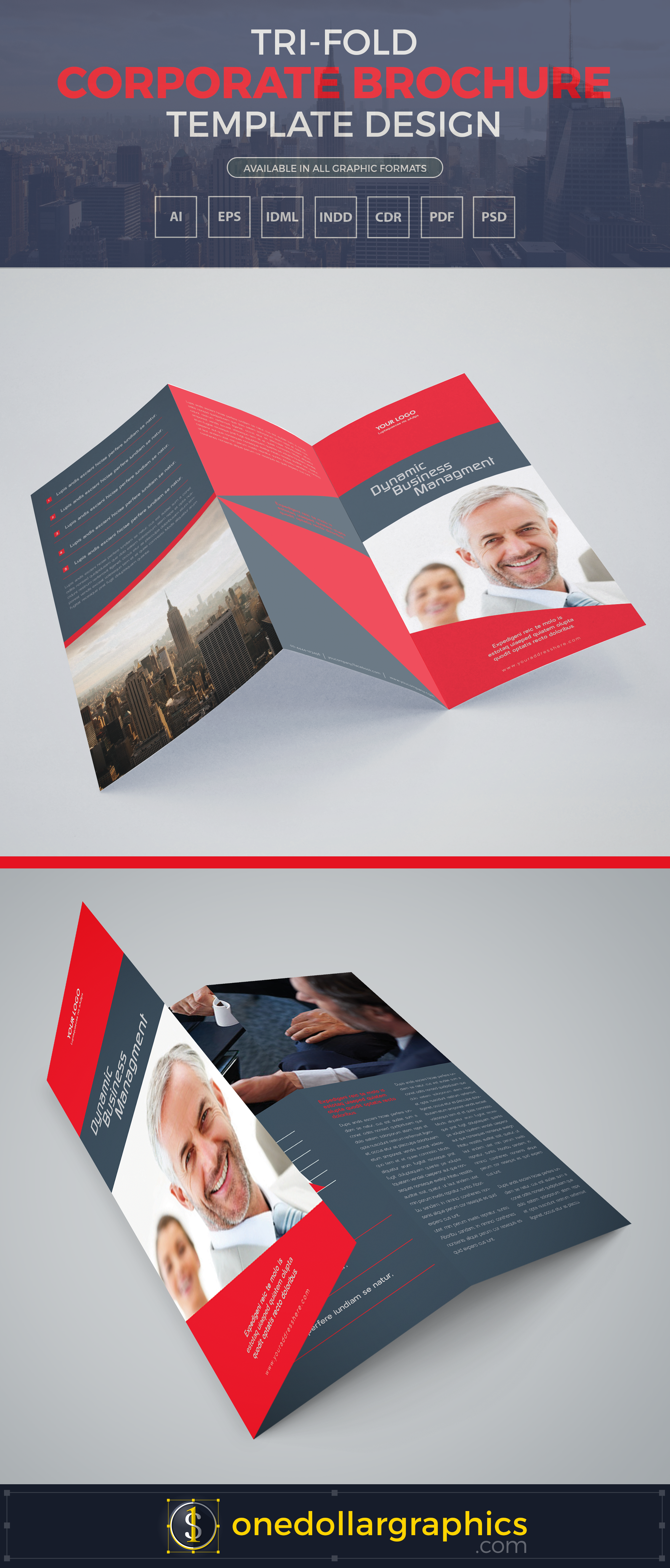 A4 Corporate TriFold Brochure Template Design in Ai, EPS, CDR, PDF