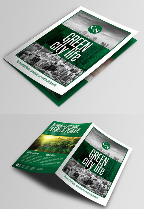 green-city-life-bi-fold-brochure-design