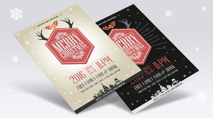 Free Vector Vintage Party Christmas Flyer Template Design