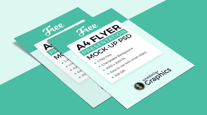 3 High Quality Free A4 Flyer Mockup Psd Files One Dollar Graphics