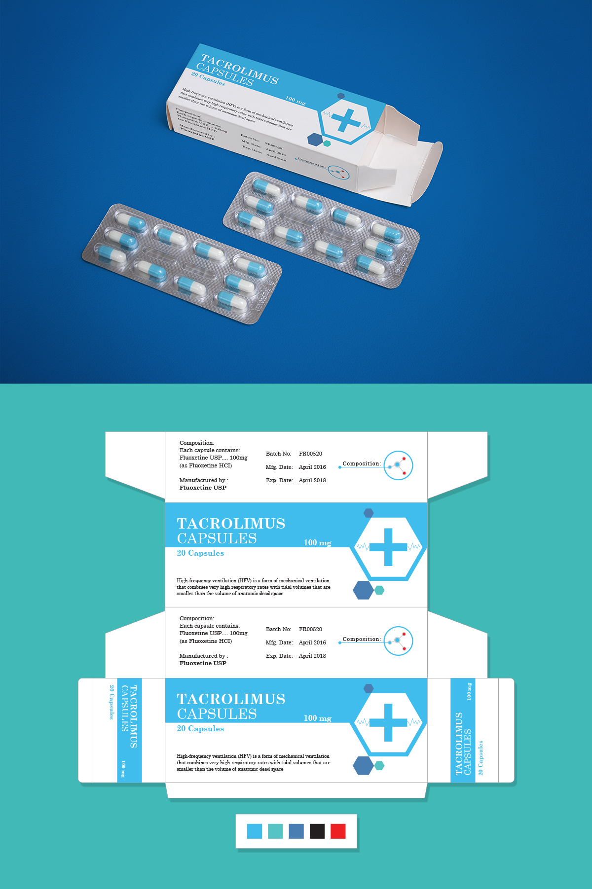 Pharmaceutical Medicine Packaging Design & MockUp PSD