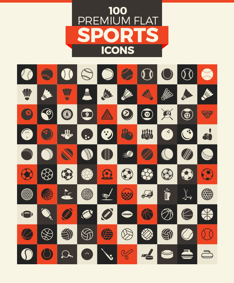 100-premium-flat-sports-icons
