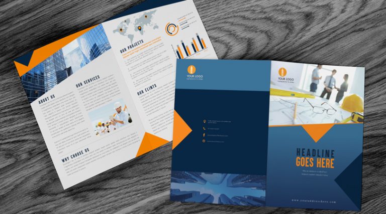 Bi-Fold Construction Brochure Design Template