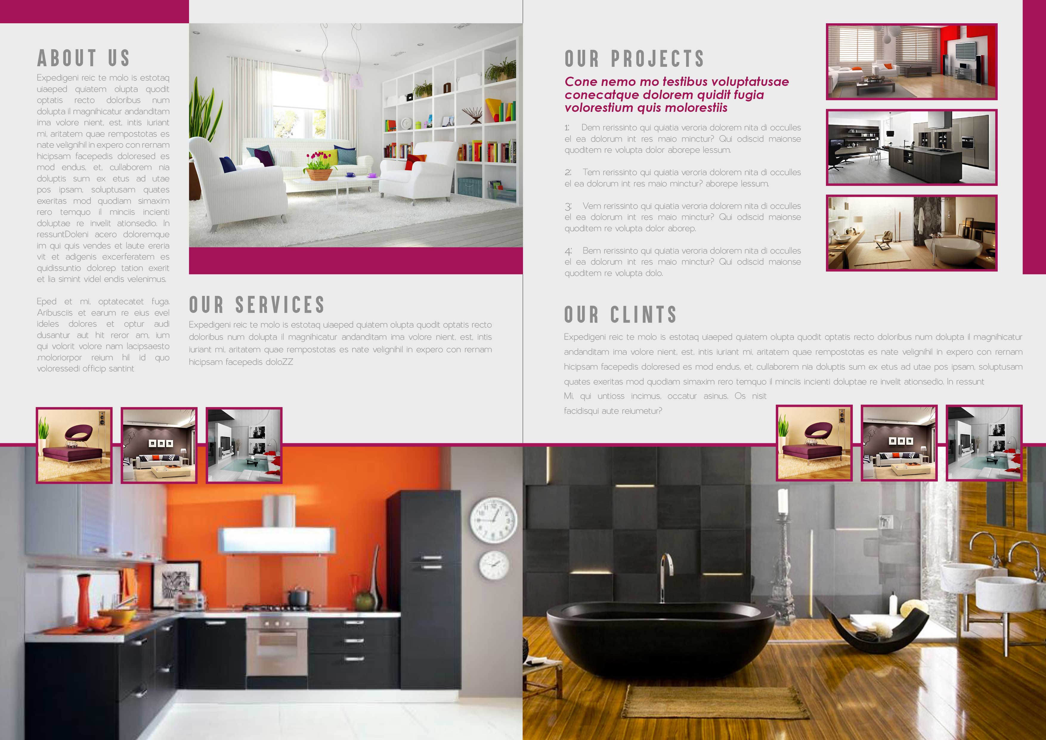 Bi-Fold Interior Brochure Design Template