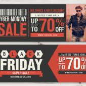 Black Friday & Cyber Monday Web Banners in Ai, EPS, CDR & PDF Format