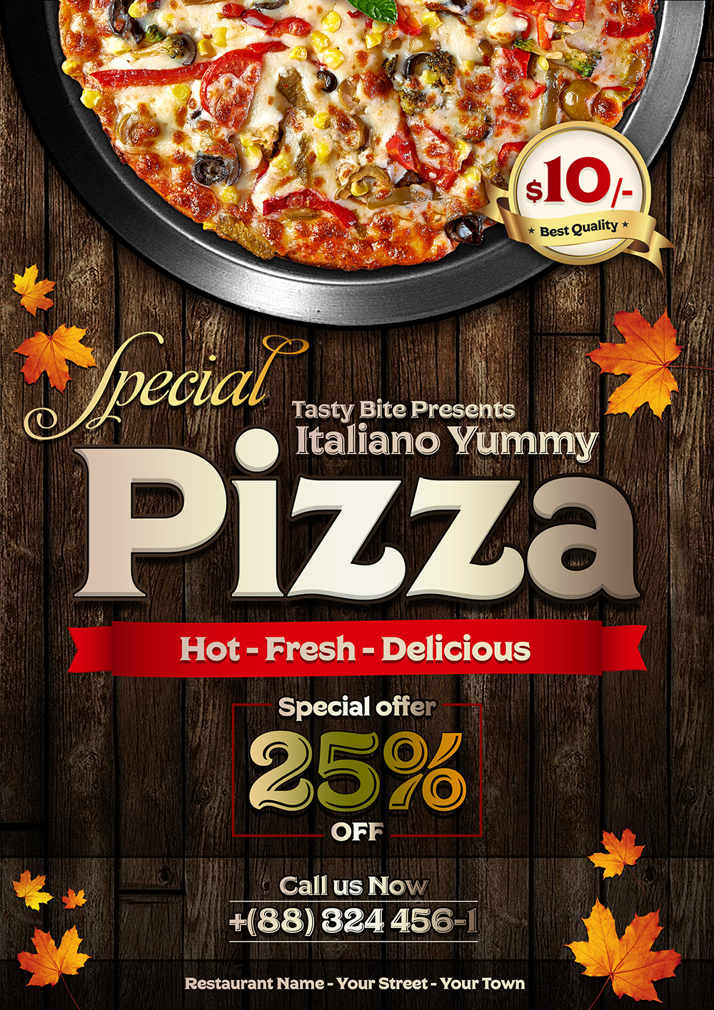 Vintage Pizza Flyer Template Design PSD