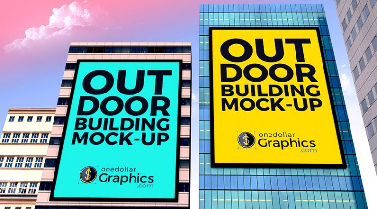 Outdoor Advertisement Building Branding Mock-up PSD