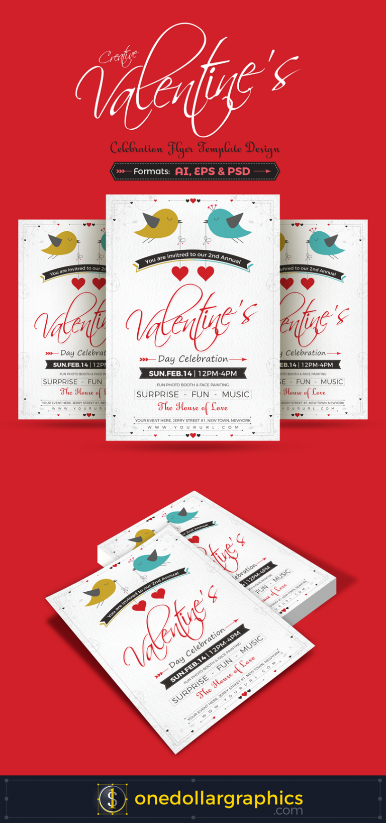 Creative Valentine Celebration Flyer Template Design