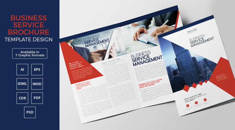 Business Service Bi-Fold Brochure Template Design in Ai, EPS, CDR, PDF ...