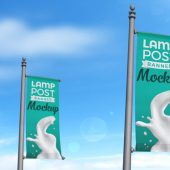 Realistic Lamp Post Banner PSD Mock-ups 810x450