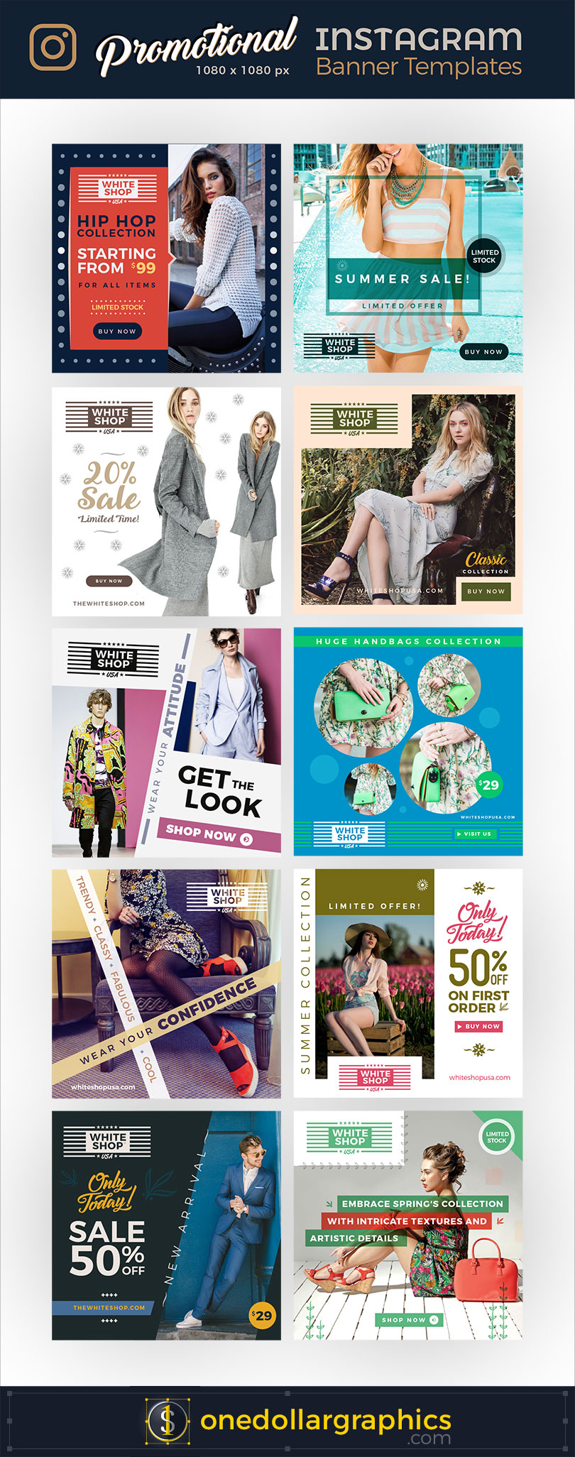 10 Promotional Instagram Website Banner Ad Design Templates In Ai Format