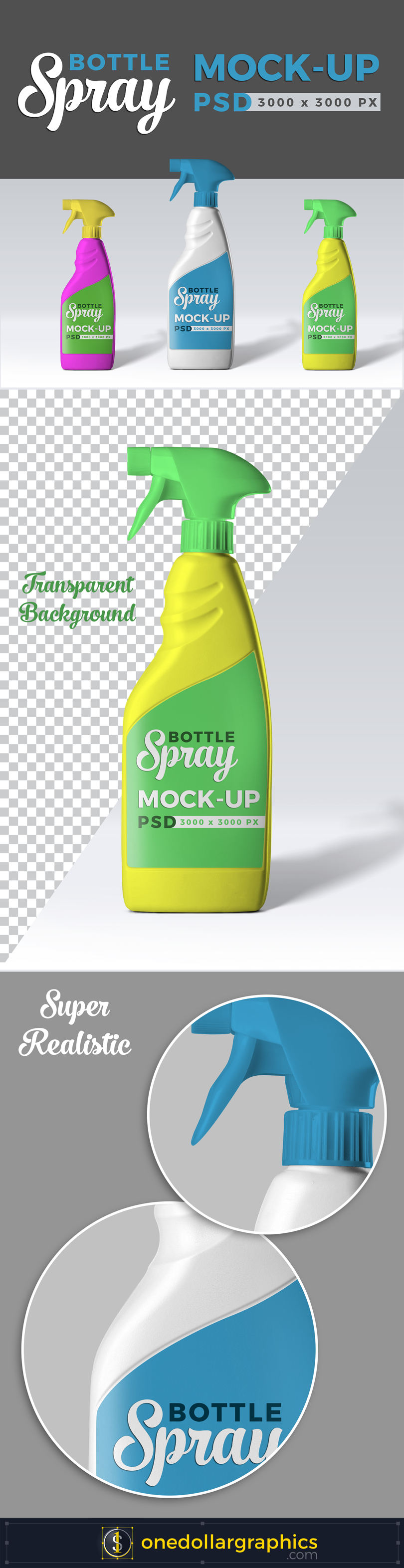Cleaner Spray Bottle Mock-up PSD-Post